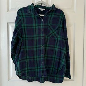 Old Navy Classic Shirt button up collar blue navy green black flannel XL